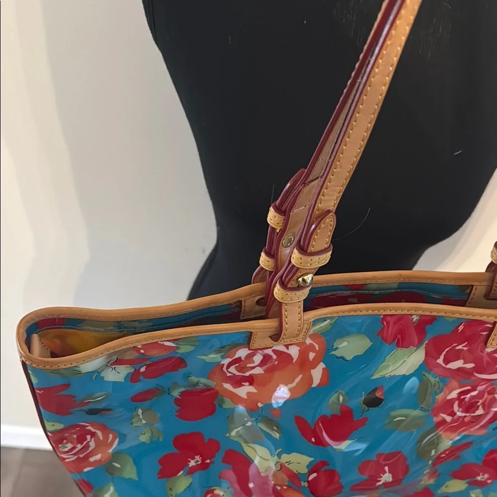 Dooney & Bourke Floral Tote Bag with Tan Straps - Picture 7 of 13
